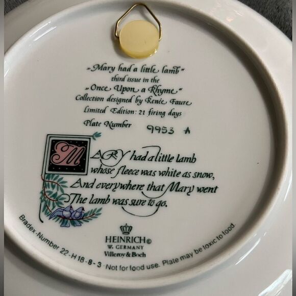 Vintage Mary Had a Little Lamb plate from Once upon a Rhyme series - Picture 11 of 12